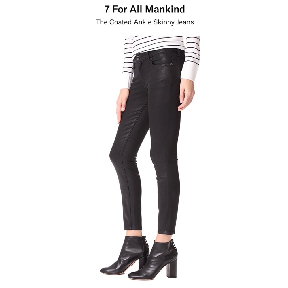 7 For All Mankind NWT Coated Skinny Ankle Jeans 23